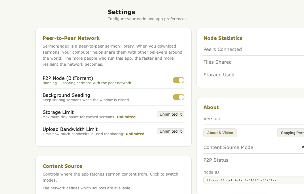 Seed Node settings — Background Seeding on, Storage Unlimited